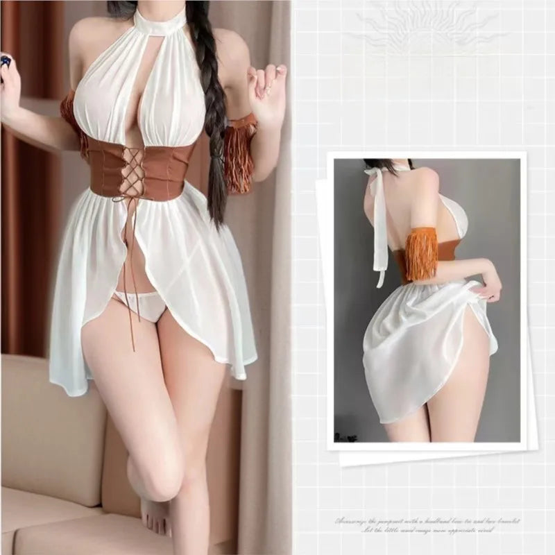 Goddess Mesh Waist Deep V Cosplay Costume (Women’s Adult Outfit)