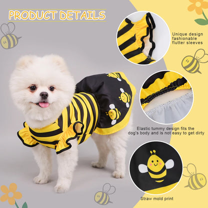 Cute Bee Dog Dress – Yellow Bumble Bee Striped Pet Costume for Dogs, Puppies, Kittens & Cats, Party & Halloween Pet Apparel