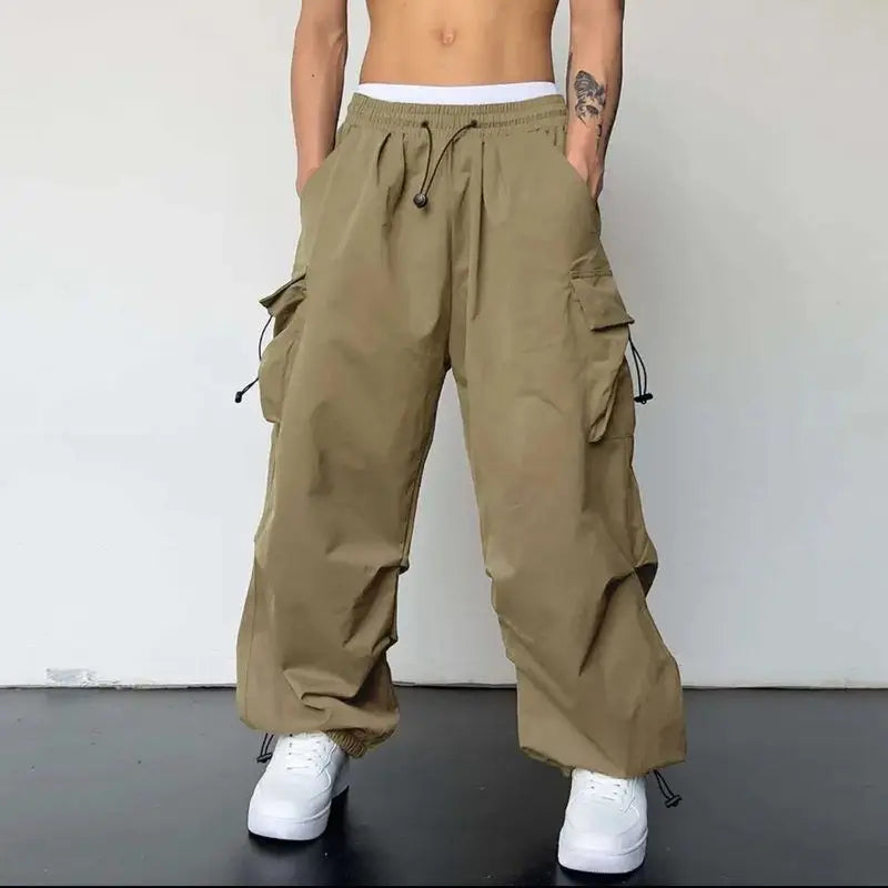 Women's Retro Workwear Pants – Loose Wide-Leg Straight Trousers with Cuffed Hem for Spring, Summer & Autumn