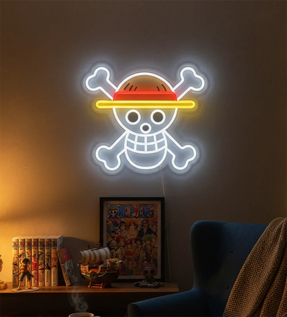 Anime Pirate-Inspired Acrylic Neon LED Light | Custom Artwork Decor for Home, Bar, Party & Shop