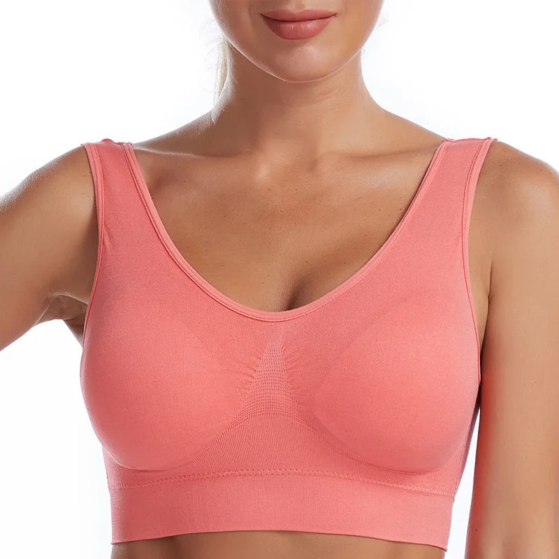 S-7XL Plus Size Wireless Sports Bra – Seamless Non-Wired Adjustable Comfort Bra for Yoga, Fitness & Everyday Wear
