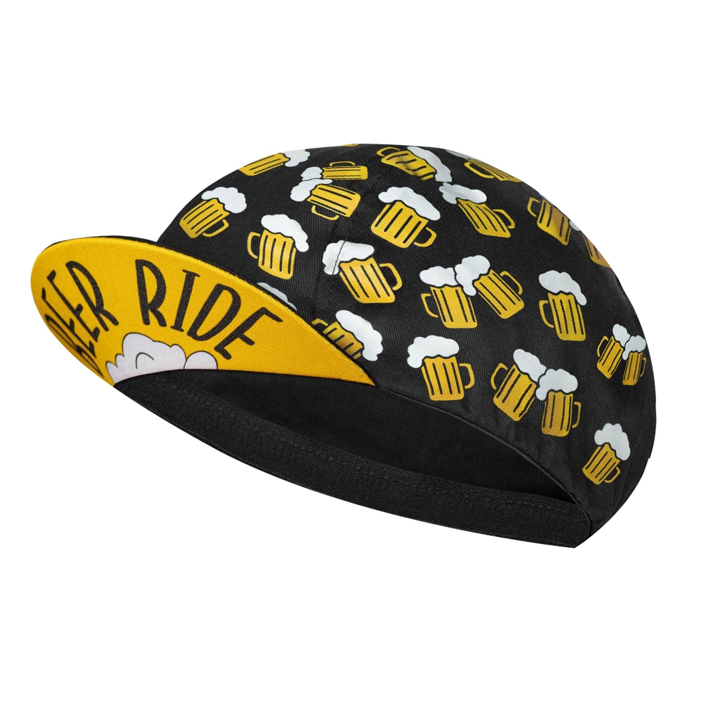 SweetMatt Retro Cycling Cap – Cartoon Beer, Coffee & Ice Cream Print Quick-Dry Polyester Sports Hat for Summer Bike Riding