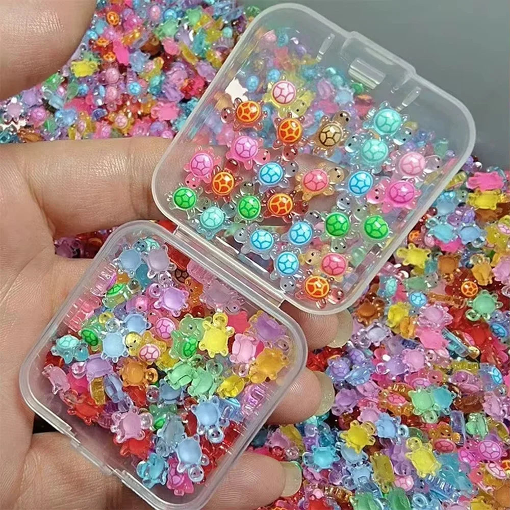 100 Piezas Mini Figuritas de Tortuga que Brillan en la Oscuridad – Miniaturas de Tortuga de Resina para Jardines de Hadas, Micropaisajismo, Decoración de Acuarios y Manualidades DIY