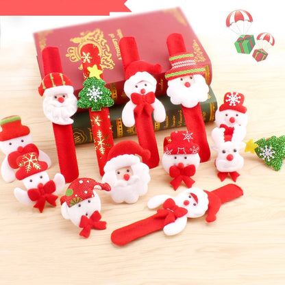 12/24PCS Red Christmas Slap Bracelets – Santa & Elk Kids Party Favors, Xmas Gifts, Ornaments & New Year Decor