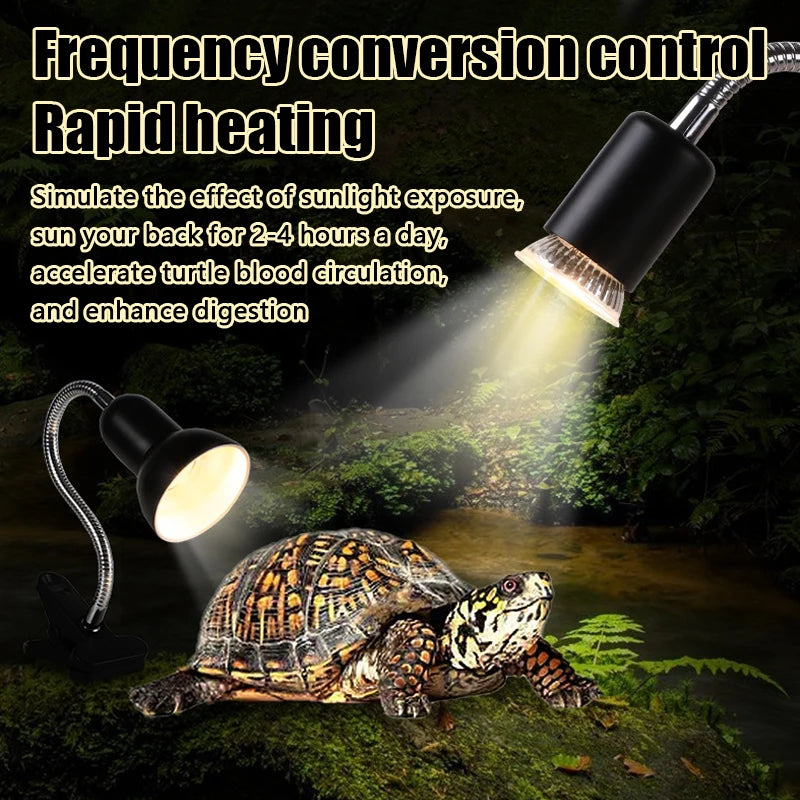 Reptile UVA UVB Heat Lamp Holder – Rotatable Dimmable Basking Spot Light with Simulated Sunlight for Turtles, Lizards & Terrariums, 220-240V