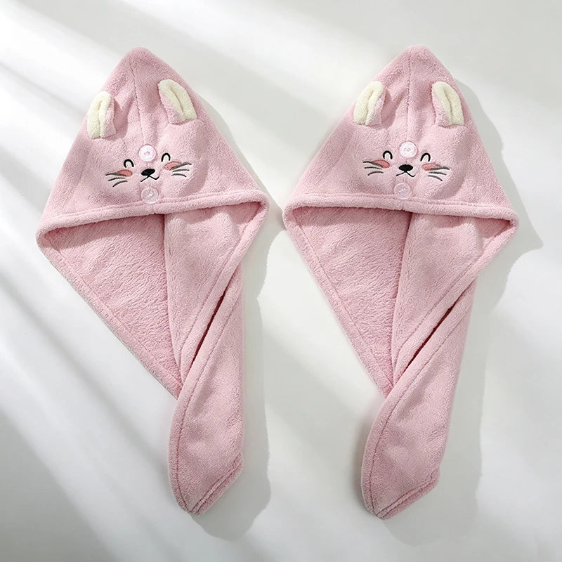 Cute Microfiber Hair Towel Wrap – Quick-Dry Strong Absorbent Head Towel for Girls & Women, Hair Drying Towel GFMJ03