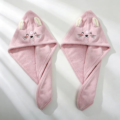 Cute Microfiber Hair Towel Wrap – Quick-Dry Strong Absorbent Head Towel for Girls & Women, Hair Drying Towel GFMJ03