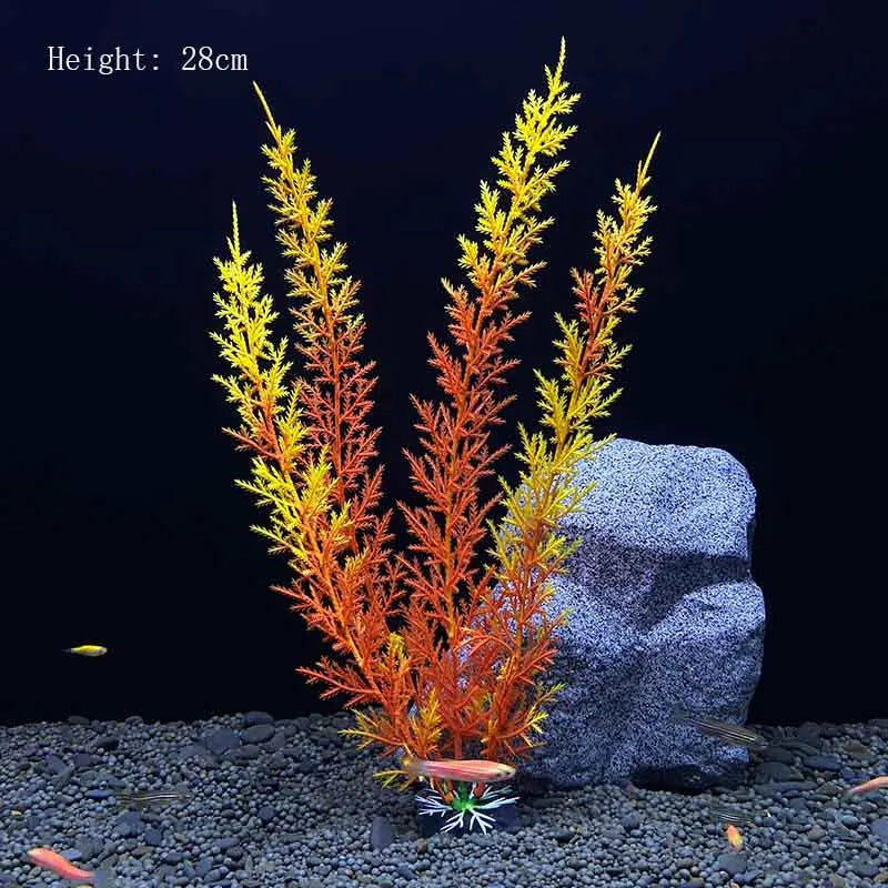 Artificial Underwater Aquarium Plants – Plastic Aquatic Fake Shrubs & Green Water Grass for Fish Tank Landscaping, Realistic Simulated Decor