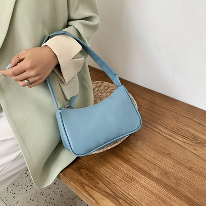 Bolso de hombro retro de piel sintética para mujer – Bolso de mano de moda con asa superior, monedero informal de color sólido para mujer