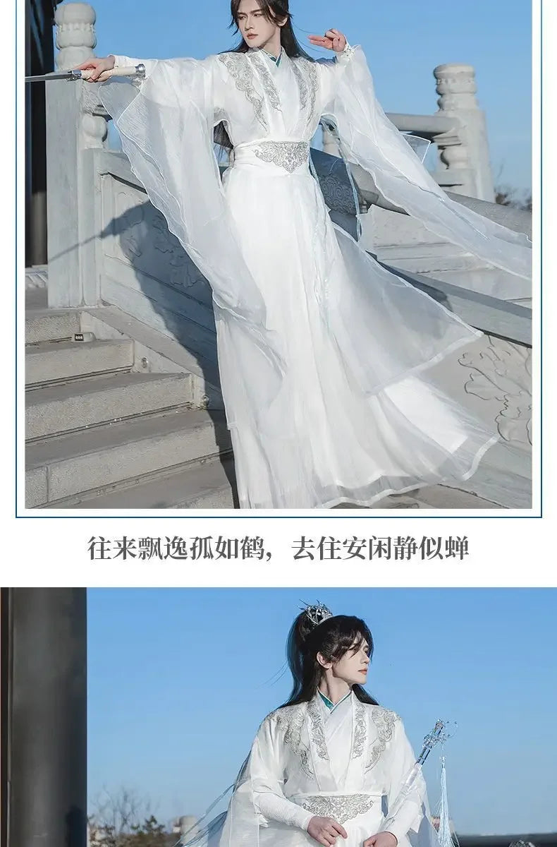 2HA Chu Wanning Cosplay Costume – White Ancient Hanfu Dress Inspired by Mo Ran & Chu Wanning (The Husky and His White Cat Shizun) Chinese Drama Outfit for Halloween, Convention & Roleplay