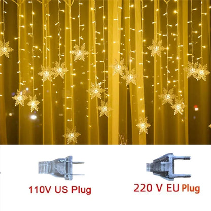 Guirlande lumineuse LED en forme de flocon de neige de 3,2 m – Guirlande lumineuse étanche pour Noël, mariages et décorations de vacances