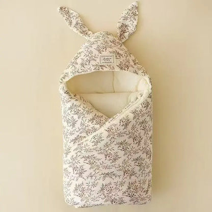 Newborn Cotton Swaddle Blanket with Cute Bunny Ears – Extra-Soft Thermal Baby Wrap for Hospital, Delivery & Cozy Infant Sleeping