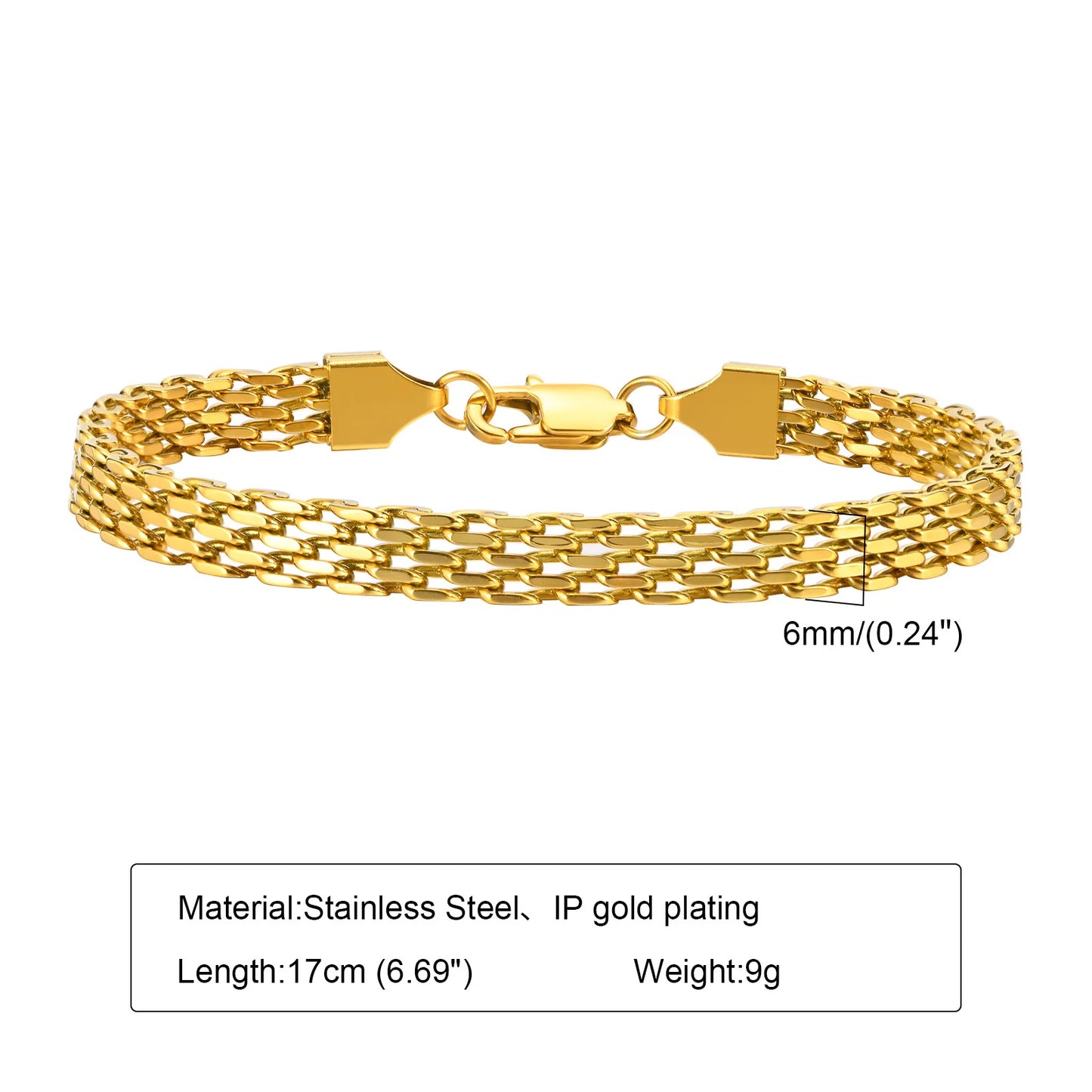 18K Gold Plated Stainless Steel Paperclip Chain Bracelet – Adjustable Twist Link Chunky Stackable Bracelet for Women
