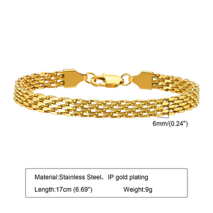 18K Gold Plated Stainless Steel Paperclip Chain Bracelet – Adjustable Twist Link Chunky Stackable Bracelet for Women