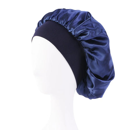 Silky Satin Sleep Bonnet with Elastic Band – Wide Brim Night Cap Hair Wrap for Sleeping & Hair Protection
