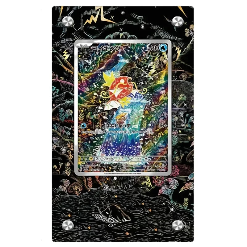 Expositor de metacrilato para cartas Pokémon – Psyduck, Bulbasaur, Mewtwo, Charmander y soporte protector para cartas de personajes