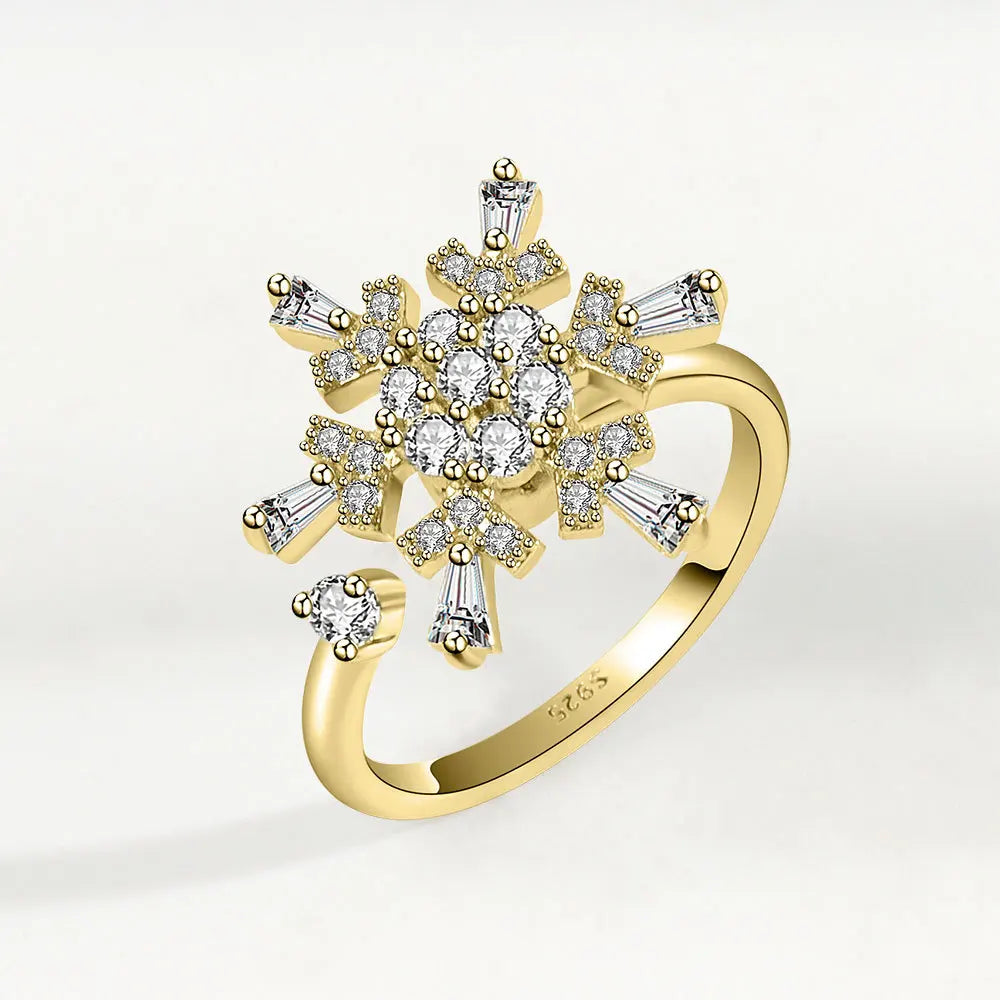 Anillo giratorio antiestrés de mariposa y flor con diamantes de imitación – Anillo giratorio antiansiedad para mujer | Joyería ajustable para aliviar el estrés