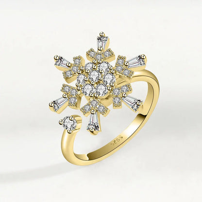 Anillo giratorio antiestrés de mariposa y flor con diamantes de imitación – Anillo giratorio antiansiedad para mujer | Joyería ajustable para aliviar el estrés