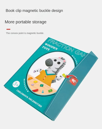 Livre d'apprentissage des fractions magnétiques Montessori – Jouet éducatif en bois pour enfants, compétences en arithmétique