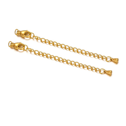 10-Piece Stainless Steel Lobster Clasps with 5cm Extension Chains – Jewelry Connectors for DIY Bracelets & Necklaces