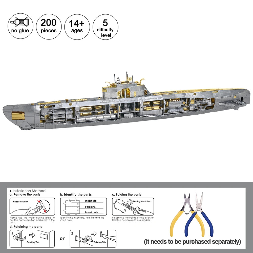 Piececool Kit de Modelo de Acorazado de Metal 3D – HMS Hood y Richelieu, Rompecabezas de Ensamblaje, Juguete Educativo para Adolescentes y Coleccionistas