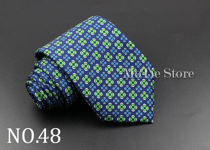 Men's 7.5cm Soft Silk Necktie – Floral & Dot Pattern Tie for Weddings, Business, Parties & Formal Wear
