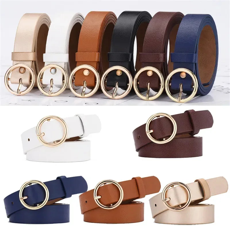 Women's PU Leather Belt Adjustable Pin Buckle Waist Belt for Jeans, Skirts & Dresses