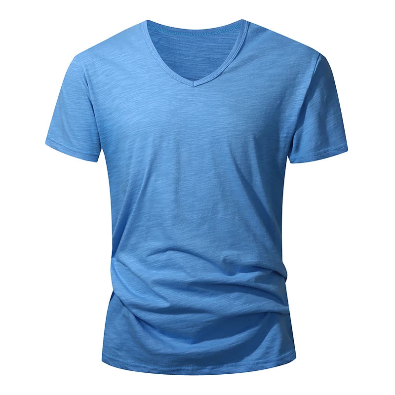 Camiseta 100% algodón para hombre – Suave, manga corta casual, transpirable, top de verano en blanco y negro para uso diario