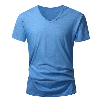 Camiseta 100% algodón para hombre – Suave, manga corta casual, transpirable, top de verano en blanco y negro para uso diario