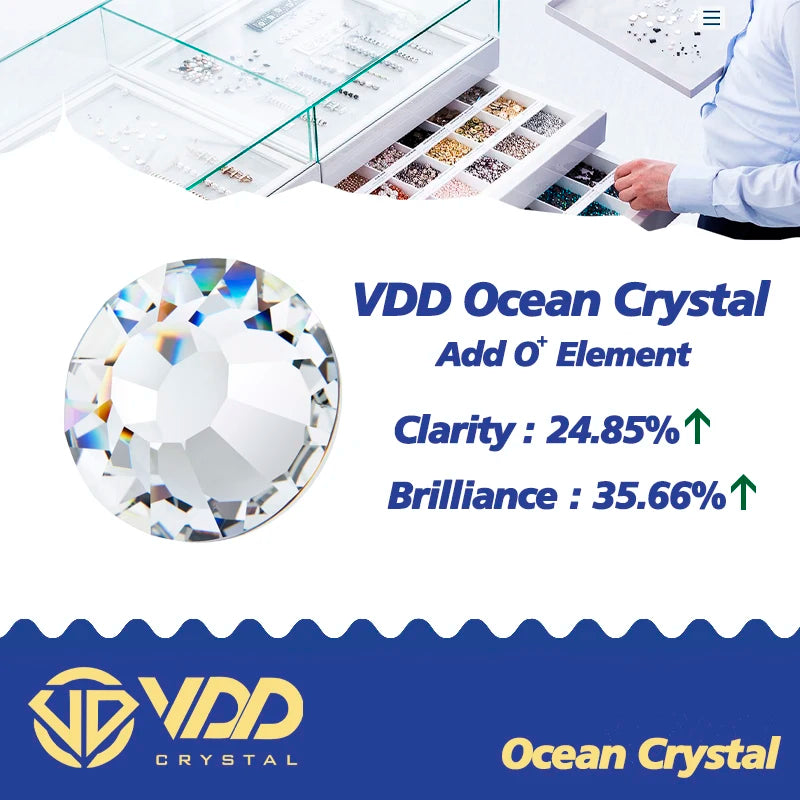 VDD AAAAA Diamantes de Imitación de Cristal de Fondo Plano – Piedras de Cristal Brillantes Sin Fijación en Caliente para Decoración de Uñas, Manualidades y Proyectos de Bricolaje