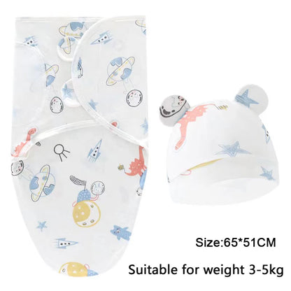 Manta Envolvente y Gorro para Recién Nacido – Envoltorio Suave de Algodón para Bebés de 0 a 6 Meses