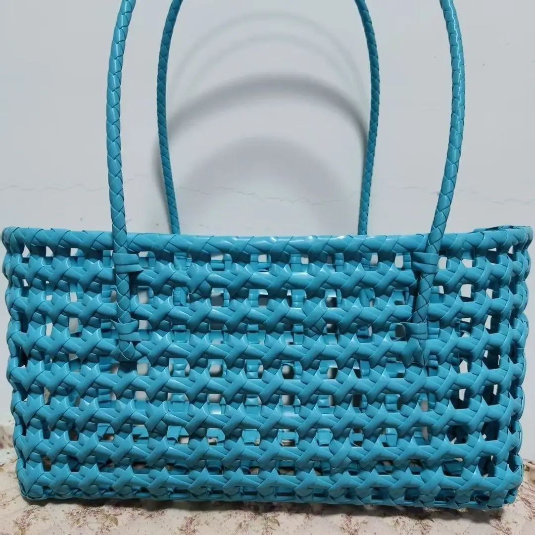 Bolso Cesta de Paja Tejido a Mano para Mujer – Bolso de Hombro de Ratán, Bolso de Playa de Verano para Mujer, Cartera de Viaje de Diseño para Compras, Vacaciones y Salidas Casuales