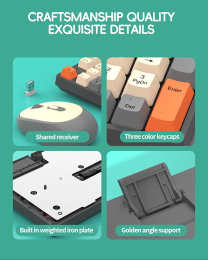 Combinación de teclado y ratón inalámbricos para juegos Shipadoo - Teclado y ratón recargables de 2.4GHz para PC, portátil y oficina