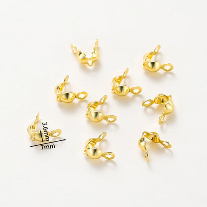 14K & 18K Gold Plated Double Hole Crimp End Clasp Beads – Open Cover Connector Beads for DIY Necklace & Jewelry Making