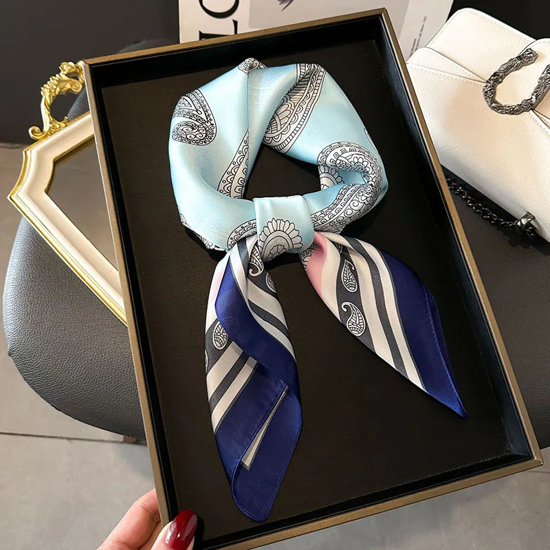 Women's Luxury Satin Silk Feel Square Scarf Printed Hair Scarf Neckerchief Bandana Hijab Wrap