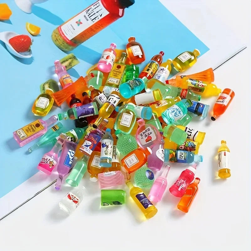 50 mini bouteilles de boisson miniatures – Décorations DIY de petites bouteilles de vin pour l'artisanat miniature et les coques de téléphone