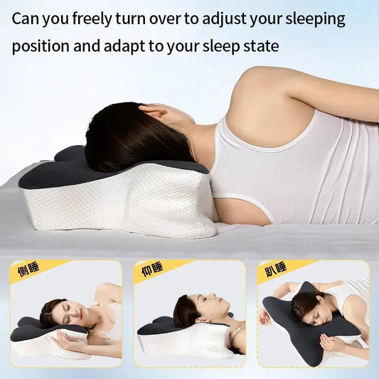 Almohada de espuma viscoelástica refrescante de verano – Almohada cervical de recuperación lenta, almohada ergonómica de mariposa para dormir, cojín ortopédico transpirable para un descanso cómodo y apoyo para el cuello