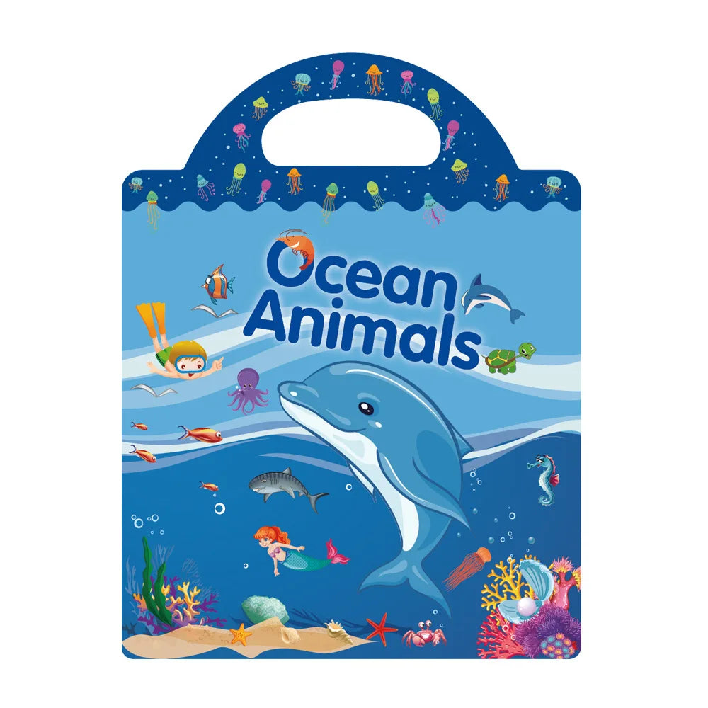 Kids Reusable Scene Sticker Book – DIY Cartoon Animal Puzzle Sticker Game, Early Learning Cognition Toy, Creative Educational Activity Gift for Children