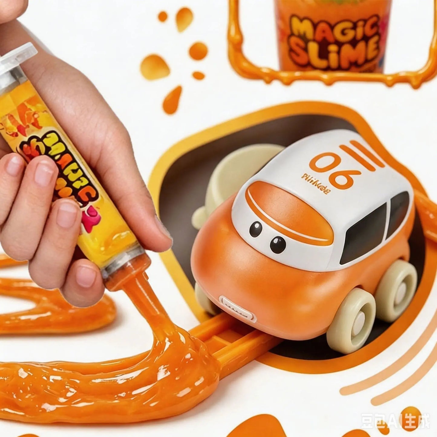DIY Slime Track Car Set – Electric Toy Car with Draw-Your-Own Track, Non-Toxic Slime Paste & Creative Stress Relief Fun
