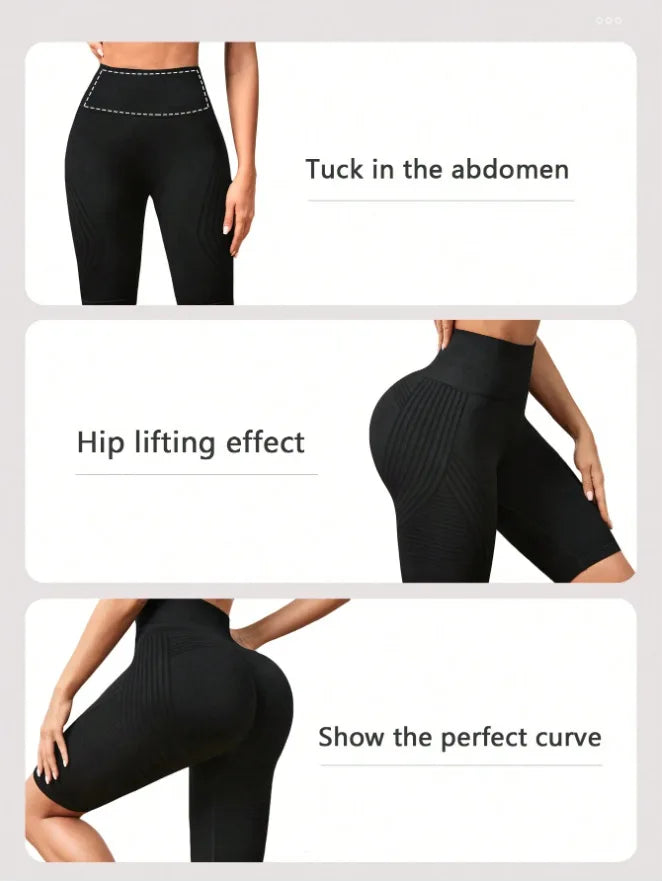 Women’s High Waist Seamless Slim Yoga Shorts Stretchy Push Up Butt Lifting Knitted Workout Running