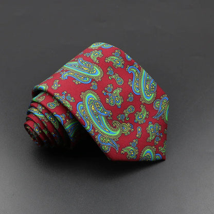 Men's 7.5cm Soft Silk Necktie – Floral & Dot Pattern Tie for Weddings, Business, Parties & Formal Wear
