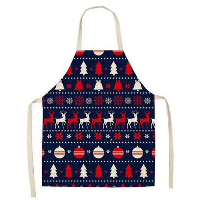 Christmas Moose Print Kitchen Apron – Unisex Cooking & Baking Workwear for Home Cleaning, Barbecue, Restaurant & Kitchen Use