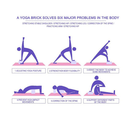2 PCS Briques en mousse EVA pour le yoga – Outils de soutien légers pour le yoga, les étirements, l'entraînement de danse, la mise en forme du corps et les exercices de fitness