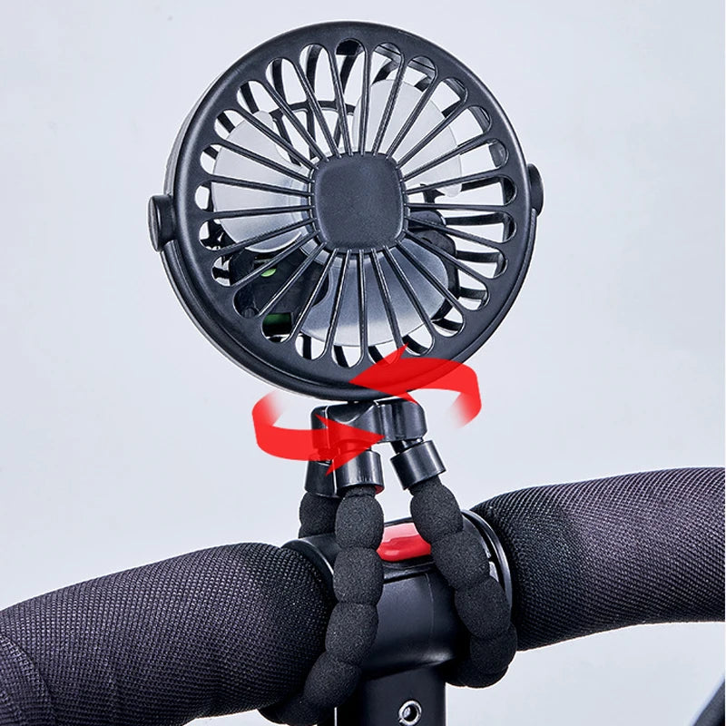 Ventilador portátil con clip para cochecito - Ventilador de refrigeración para bebés recargable por USB de 600 mAh con 3 velocidades para el hogar, viajes y actividades al aire libre
