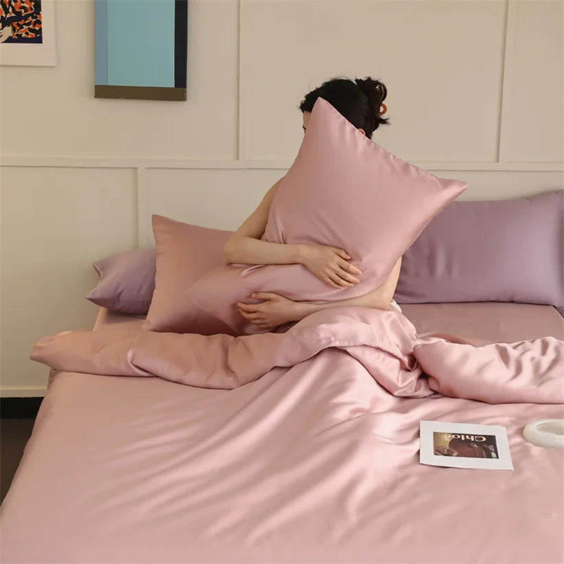 100% Mulberry Silk Bedding Set – Luxury Duvet Cover, Bed Sheet & Pillowcase Set