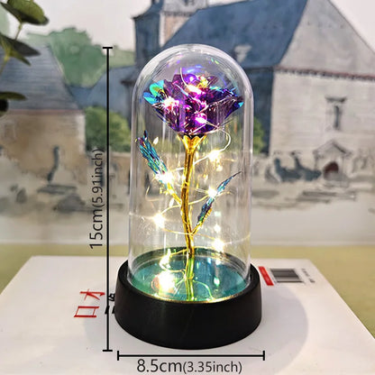 Eternal Rose LED Light in Glass Dome – Romantic Valentine’s Day Gift for Girlfriend | Forever Flower Decoration for Wedding, Mother’s Day & Bridesmaid Gifts