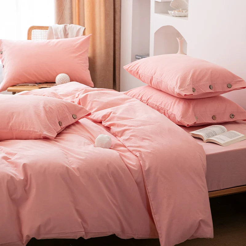 3-Piece 100% Cotton Bedding Set – Duvet Cover & Pillowcase Set for Queen & King Beds