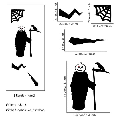Halloween Window & Door Stickers – Skeleton Hand, Pumpkin, Ghost, Devil & Witch Hat DIY Decals for Room, Window & Party Decorations