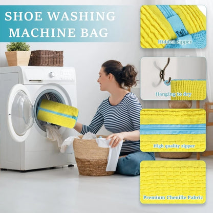 Shoe Washing Machine Bag with Cleaning Brush Set - Durable Reusable Laundry Bag for Sneakers, Running Shoes & Delicates (1, 2 or 4 Pack)