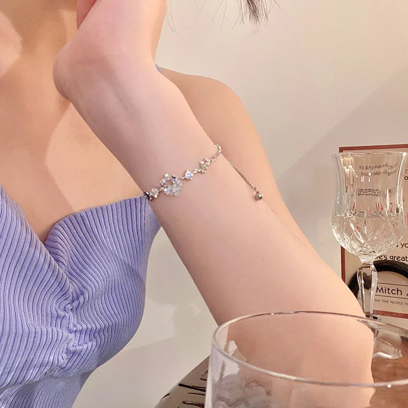 Women’s Fashion Four Leaf Grass Gold Color Adjustable Bracelet Korean Style Wedding Party Jewelry